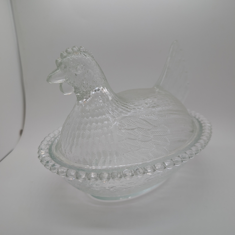 Indiana Glass Clear Hen On Nest Dish